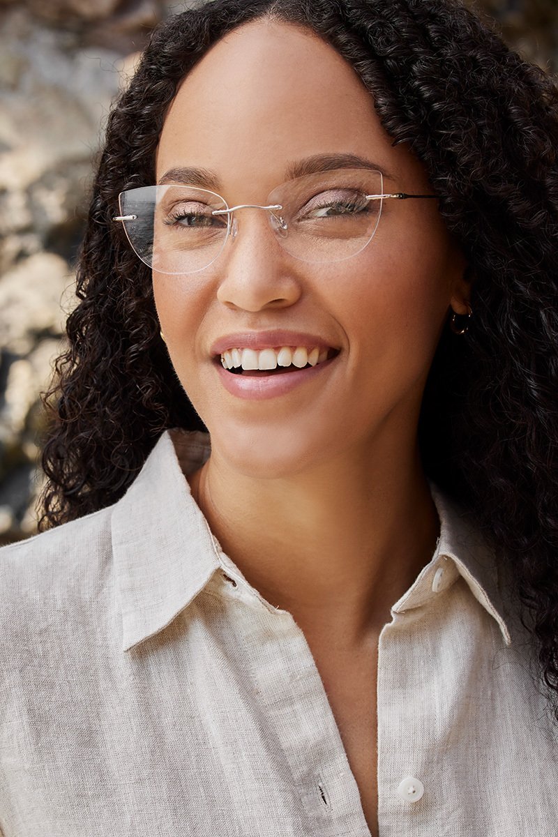 Image with model wearing glasses