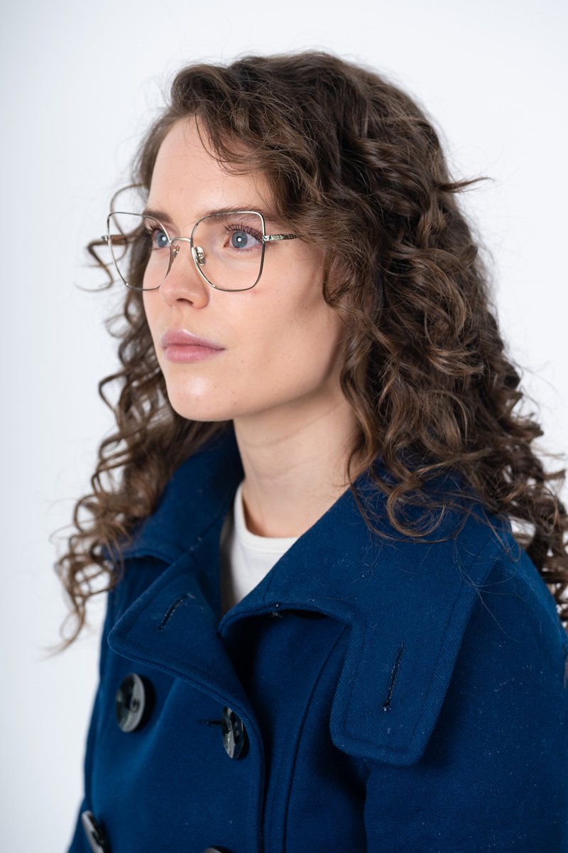 Image with model wearing glasses