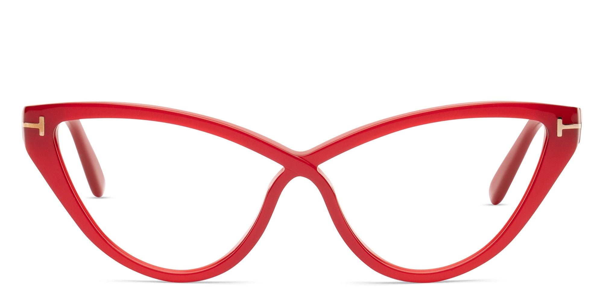 Tom Ford Bright Red Cat-Eye Frames with Gold T Accents Tom Ford Eyeglasses FT 5906 -B 069 Shiny Rose Gold, Red  main image 4