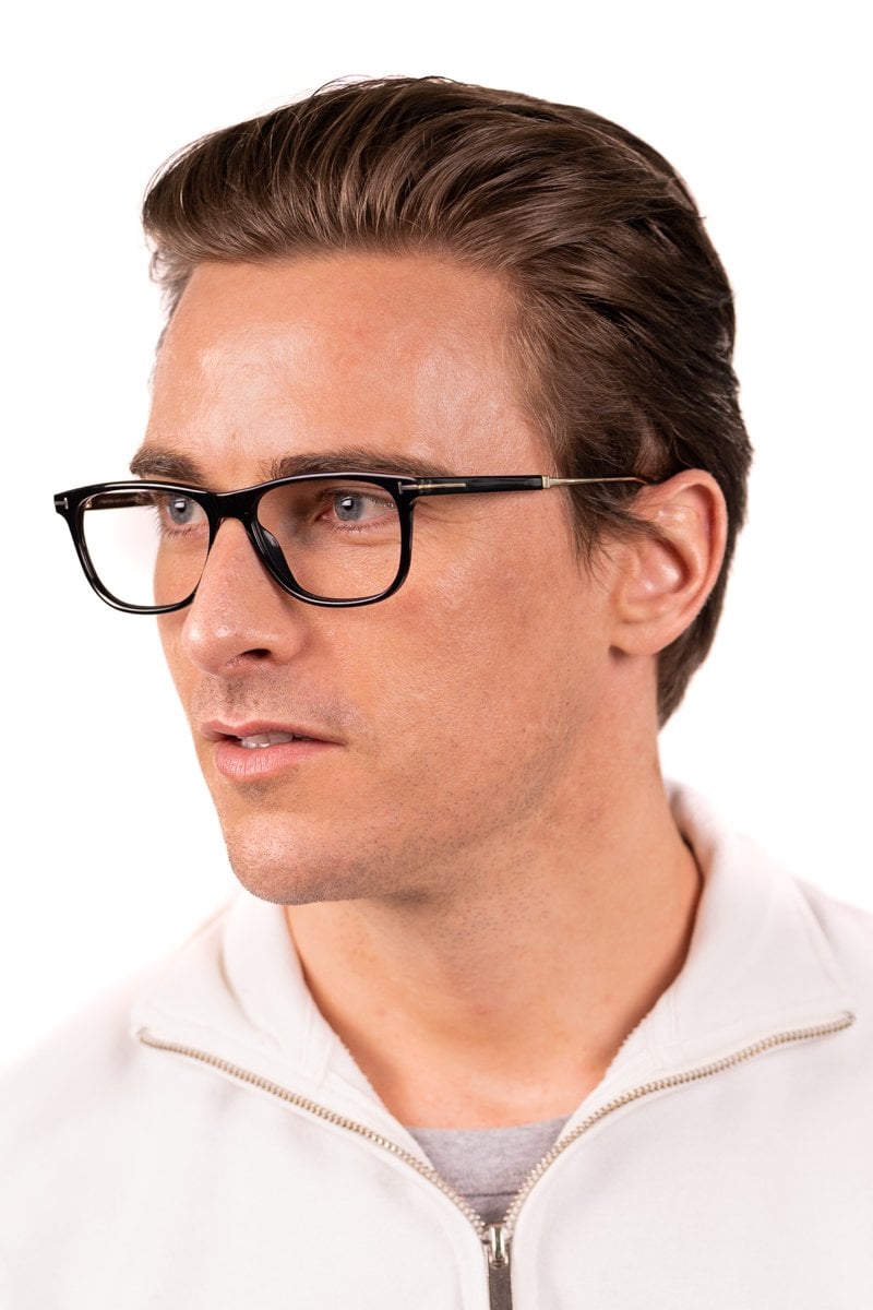 Tom Ford ゴールド ダブルミラー 袋付き Black Shiny Rose Gold Tom Ford FT5589-B Eyeglasses — Rectangle | KITS