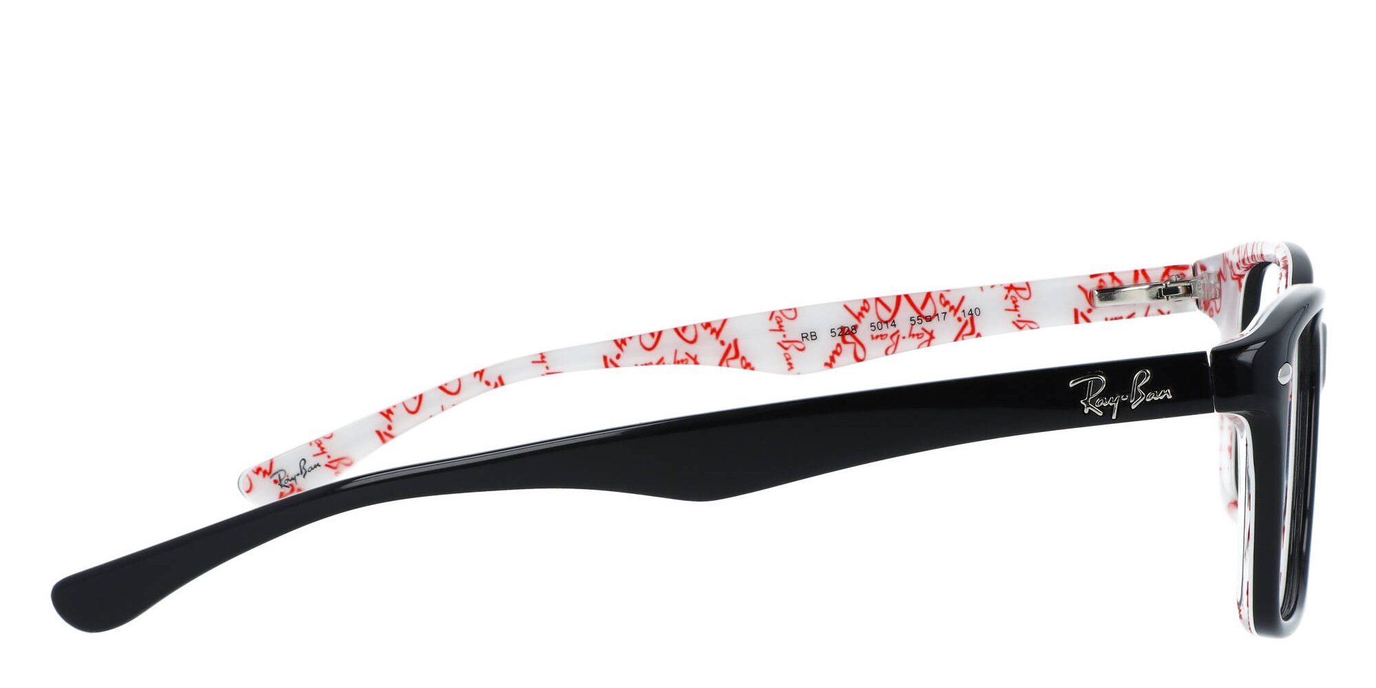 Ray-Ban RB5228 5014 Eyeglasses Black White and Red 50-17-140 Full Rim + Case RayBan RB5228 5014 50-17-140 Black w/white & Red Unisex  main image 4