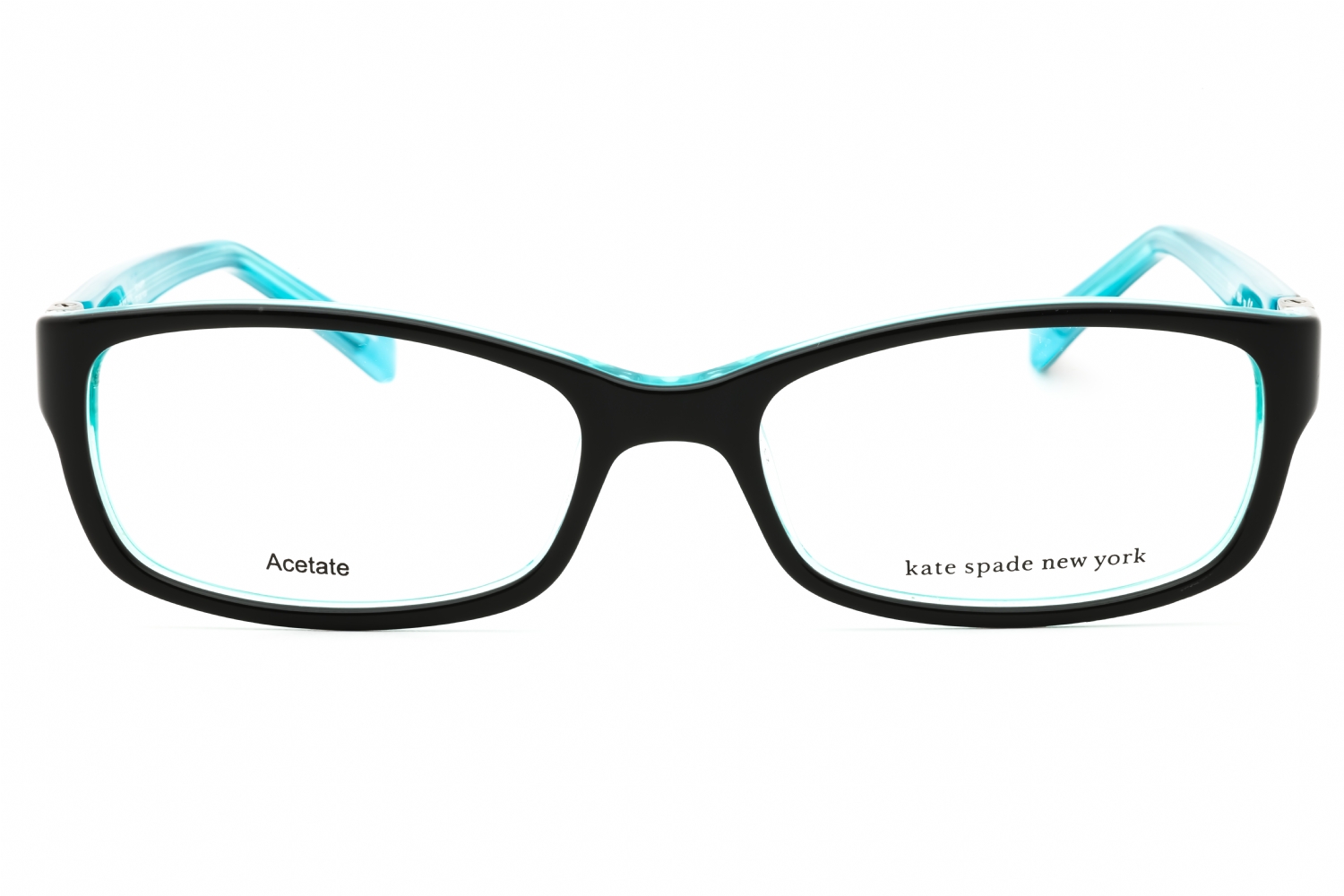 Kate Spade Regine Presceition Eyeglasses with Case - Turquoise and Black Kate Spade NY Black Rectangle Teal Inside Temple Glasses  main image 3
