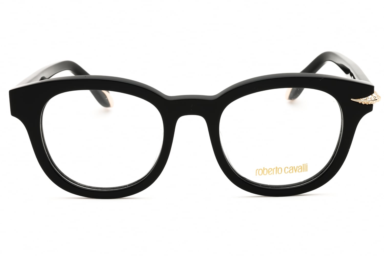 Roberto Cavalli VRC044S Eyeglasses Black Acetate Round Opticontacts.com -- Roberto Cavalli VRC044S main image 3