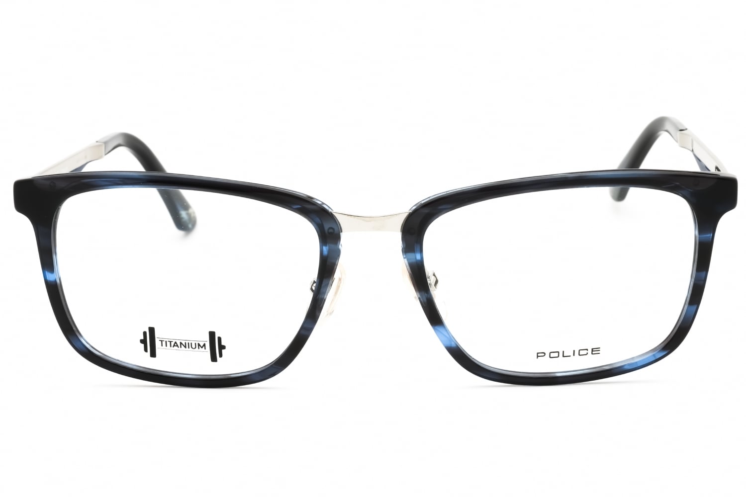 Police VPL684 - Striped Blue, Acetate, Rectangle frame