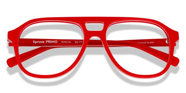 KITS Spruce Primo - Crystal Red / White / Crystal Red, Acetate, Aviator frame