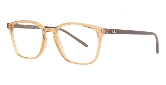 Ray-Ban RX7185 - Light Brown, Acetate, Round frame