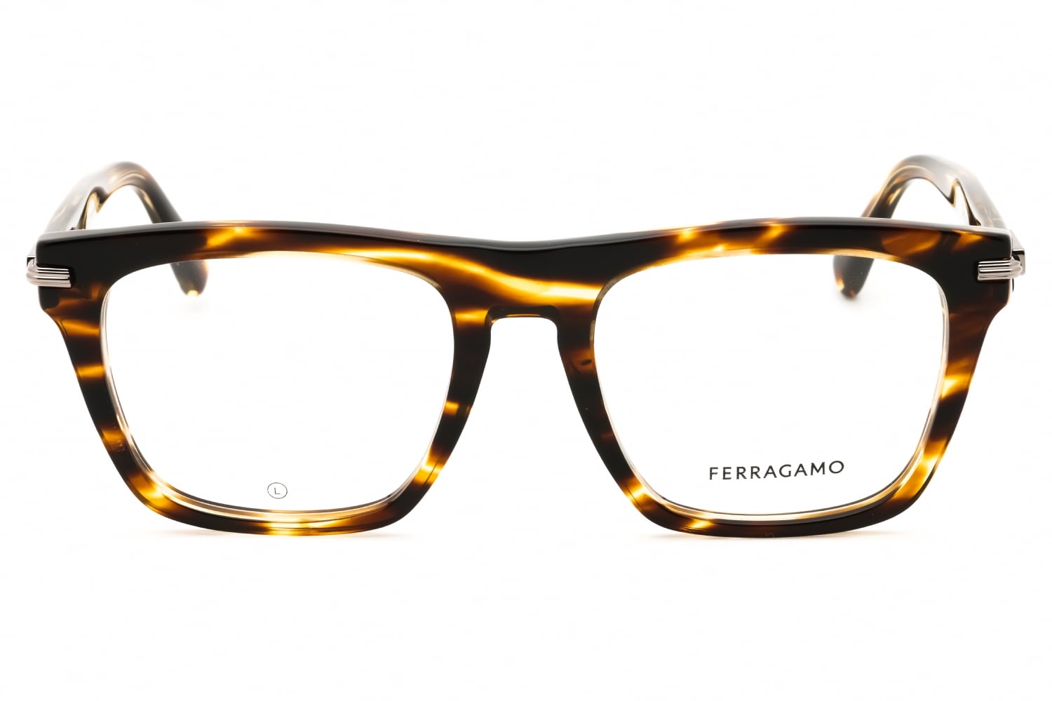 Salvatore Ferragamo SF3015 - Striped Brown, Acetate, Rectangle frame