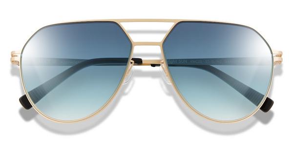 KITS Wright Sun - Black/Gold, Metal, Aviator frame