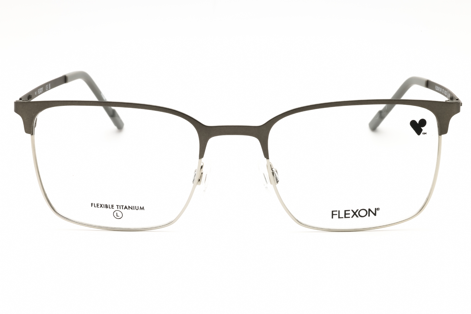 Flexon FLEXON E1140 - Matte Gunmetal/silver, Metal, Rectangle frame