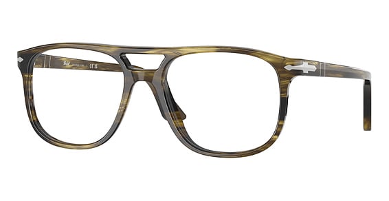 Persol PO3329V GRETA - Striped Black And Olive, Plastic, Aviator frame