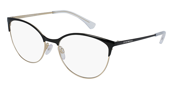 Emporio Armani EA1087 - Shiny Black & Pale Gold, Metal, Oval frame