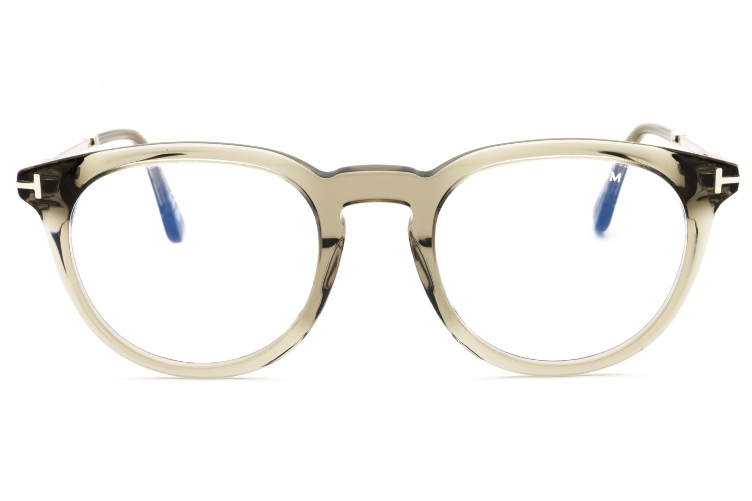 Tom Ford FT5905-B - Shiny Dark Green/clear, Acetate, Round frame