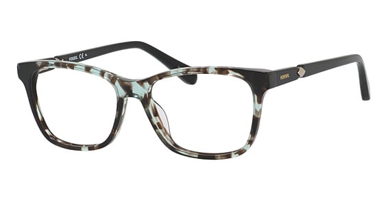 Fossil FOS 7033 - Green Havana Blue, Acetate, Rectangle frame