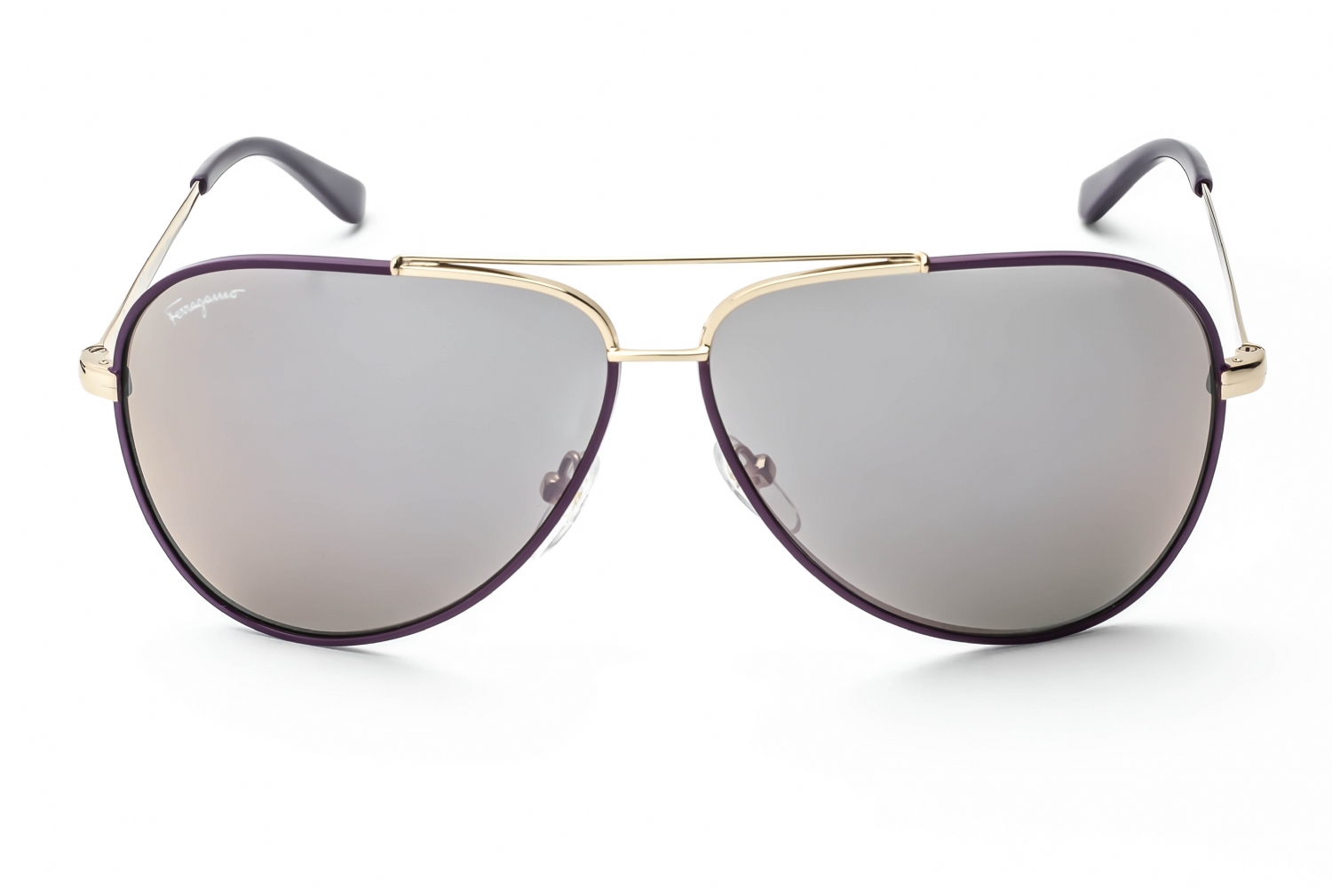 Salvatore Ferragamo SF131S - Shiny Light Gold W/purple Enamel, Metal, Aviator frame