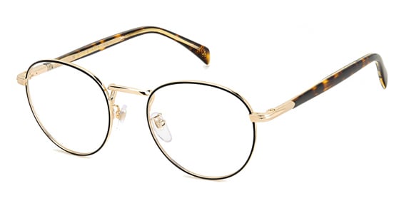 David Beckham DB 1127 - Matte Black Gold, Stainless Steel, Mixed Shapes frame