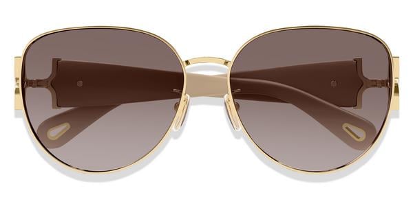Chloe CH0261SK - Gold, Metal, Round frame
