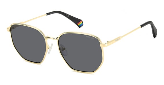 Polaroid PLD 6214/S/XN - 2f7m9 Gold Grey, Stainless Steel, Geometric frame