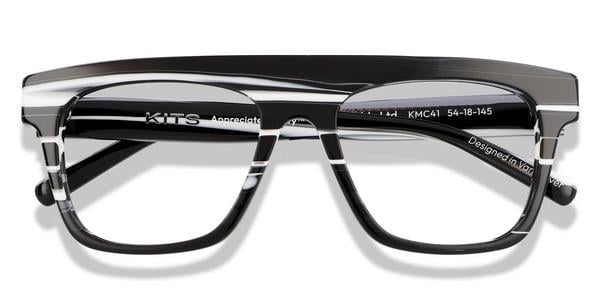 KITS Ronaldo Ltd - Black and White Stripes, Acetate, Flat-Top frame