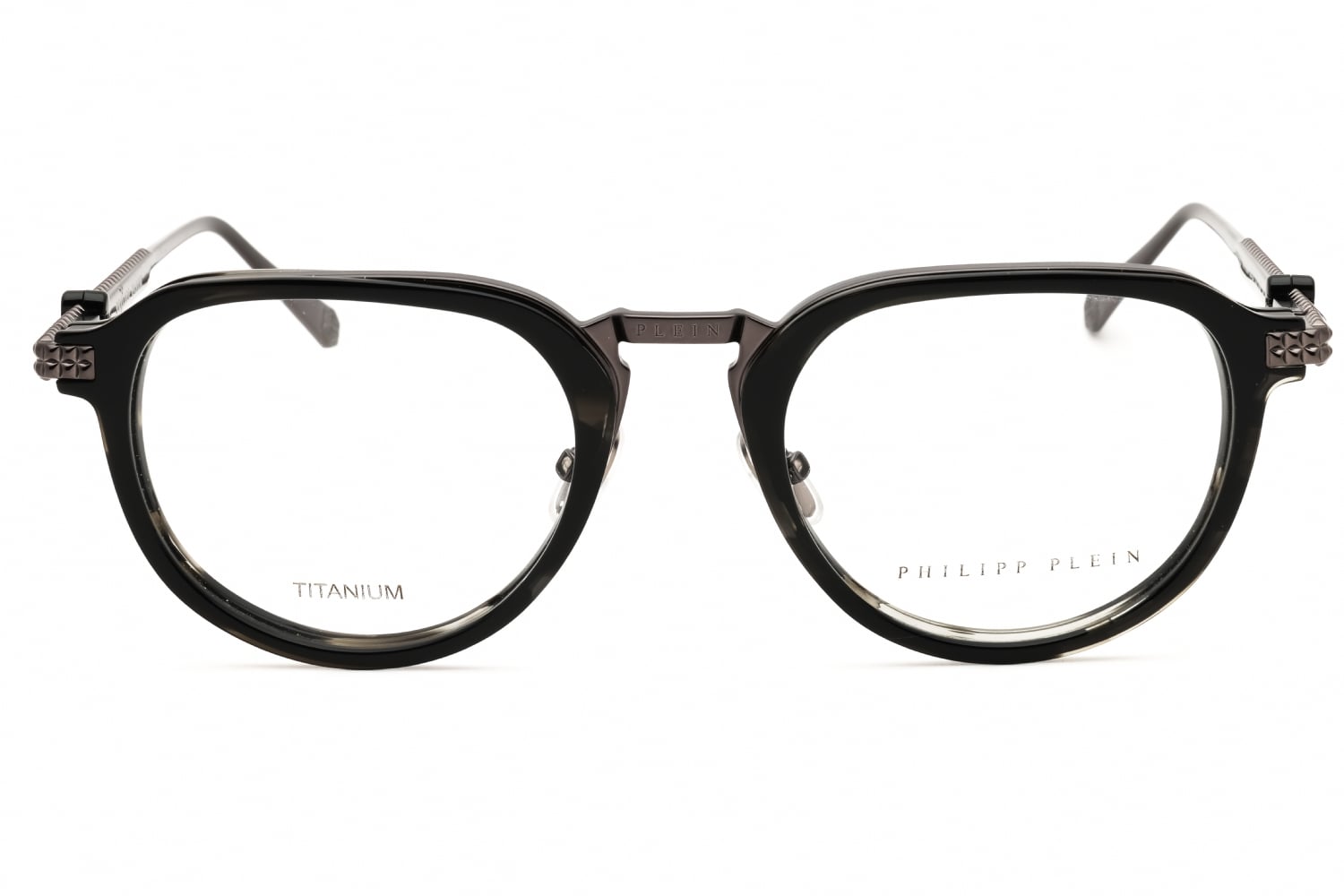 Philipp Plein VPP116V - Shiny Black, Titanium, Round frame