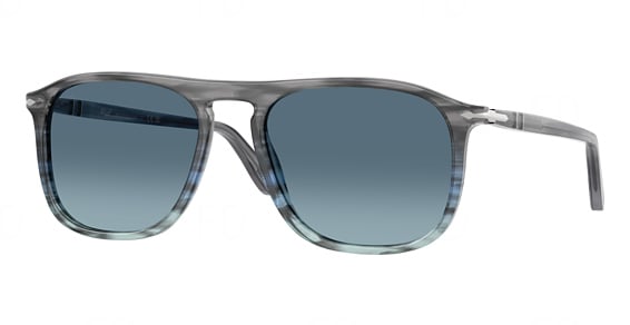 Persol PO3392S - Grey Striped Blue, Plastic, Rectangle frame