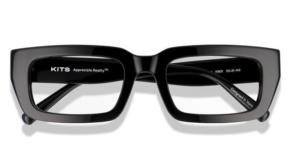 KITS Mattias - Shiny Black, Acetate, Rectangle frame