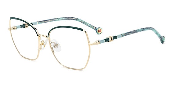 Carolina Herrera HER 0306 - Gold Green, Stainless Steel, Cat Eye frame