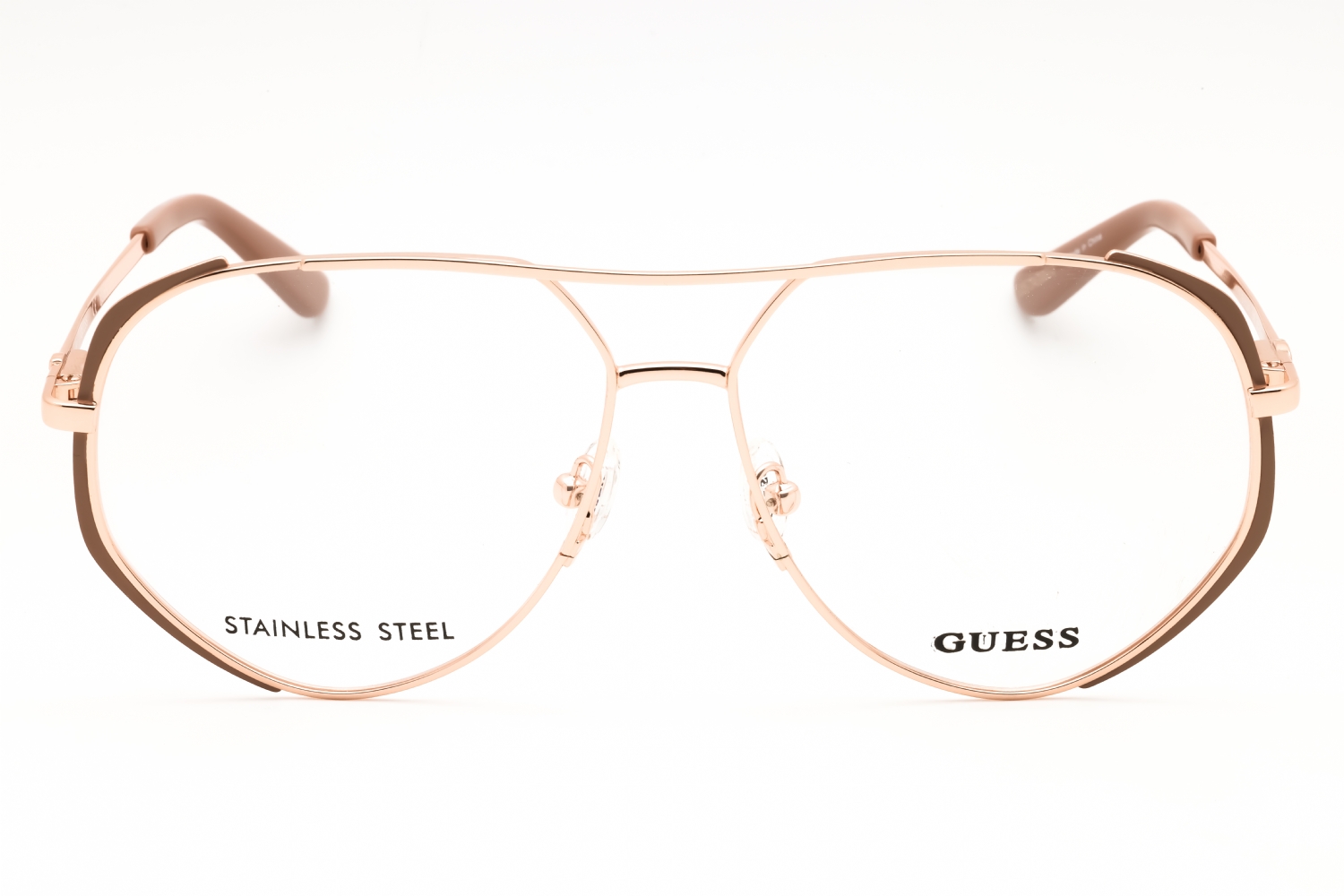 Guess GU50247 - Matte Beige / Shiny Rose Gold, Metal, Aviator frame