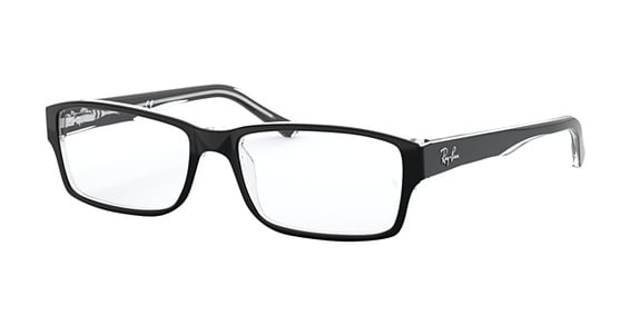 Ray-Ban RX5169 - Black On Transparent, Plastic, Rectangle frame