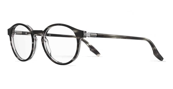 Elasta E 8003 - Striped Grey, Acetate, Rectangle frame