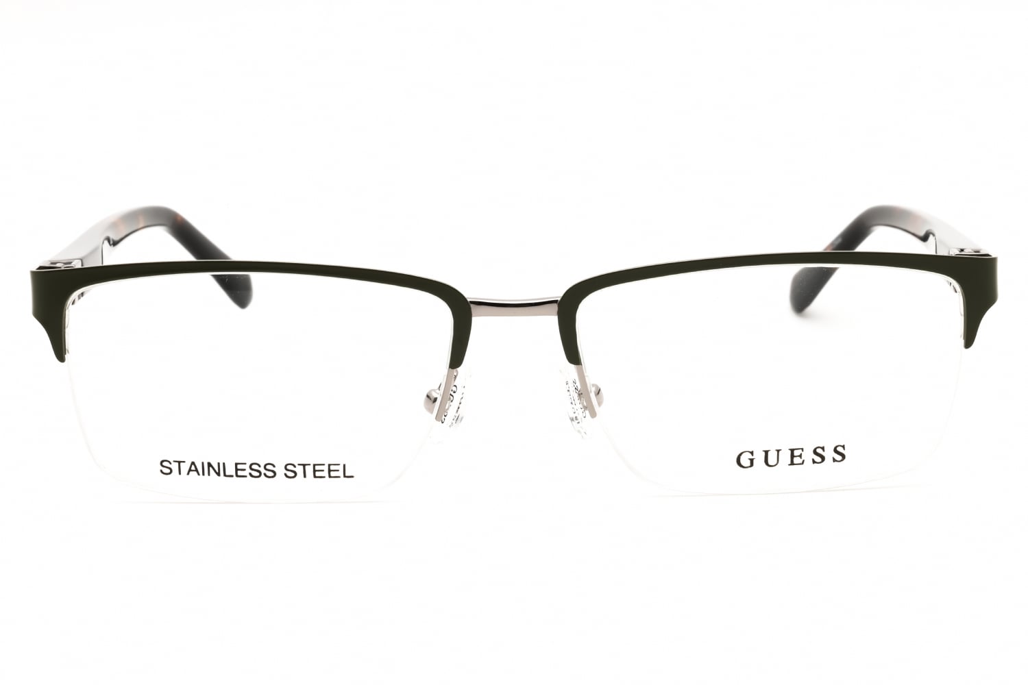 Guess GU50191 - Matte Dark Green Dark Havana, Metal, Rectangle frame