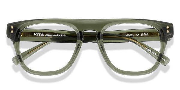 KITS Big Tilley - Green / Gold, Acetate, Flat-Top frame