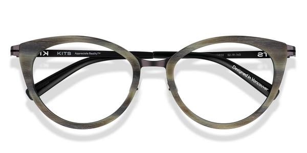 KITS Kiera - Matte Grey / Matte Gunmetal Temple, Acetate, Cat Eye frame