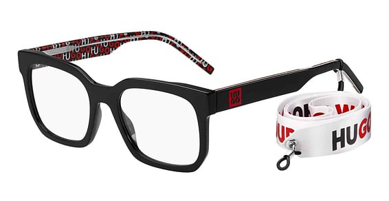 HUGO HG 1223 - Black Pattern Blue, Acetate, Rectangle frame